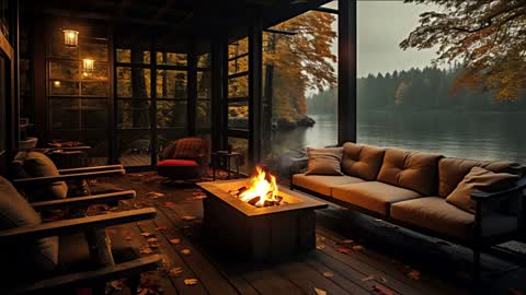 Fireplace in a wood cabin