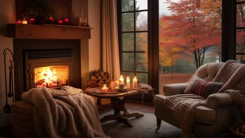 Cozy fireplace in a cottage living room